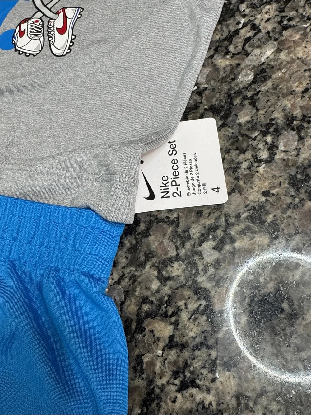 Nike boys set Grey Tee With Blue 'Just Do It' Graphic & Royal Blue Shorts NWT 4T - Picture 4 of 7